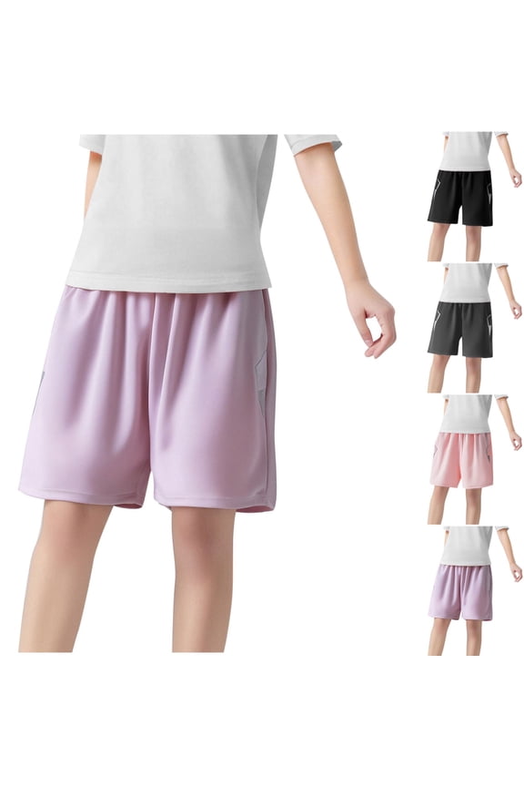 Girls Athletic Shorts Ice Silk Moisture Wicking Shorts Lightweight Comfy Dolphin Shorts for Soccer Workout Gym Running Dancing Pink 13-14 Years