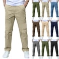thumbnail image 1 of AHTJRT Girls Boys Cargo Pants Kids Unisex Straight Leg Trousers with Multiple Pockets Lightweight Spring Summer Active Hiking Pants Gold 9-10 Years, 1 of 8