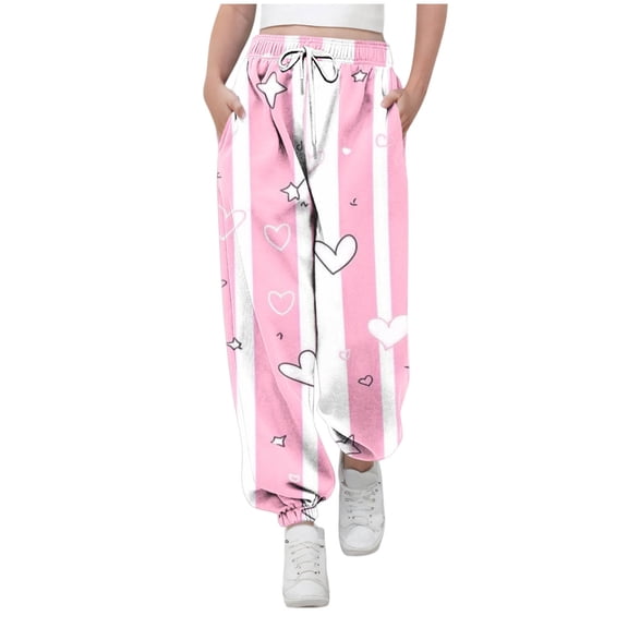 AHTJRT Girls Boys Joggers Pants Valentines Love Heart Patterns Printed Pants Drawstrings Elastic Waist Trousers with Pockets Multicolor#02 9-10 Years