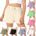 thumbnail image 1 of AHTJRT Girls Casual Shorts Flowy High Elastic Waist Summer Shorts Casual Textured Knit A-Line Comfy Loose Fit Shorts White 13-14 Years, 1 of 7