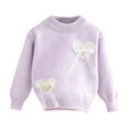 thumbnail image 1 of AHTJRT Girls Crewneck Sweaters Love Heart and Bowknot Printed Tops Fashion Lightweight Comfy Soft Long Sleeve Warm Tops Purple 3-4 Years, 1 of 6