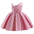 thumbnail image 1 of AHTJRT Girls Dresses Elegant Satin Sleeveles A-Line Tutu Princess Bowknot Dress for Wedding Birthday Formal Party Pageant Pink 3 Years, 1 of 7