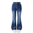 thumbnail image 1 of AHTJRT Girls Flare Jeans Bell Bottom High Waisted Stretchy Denim Pants with Pockets Fashion Cute Ripped Bootcut Trousers Dark Blue 6-7 Years, 1 of 5