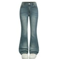 thumbnail image 1 of AHTJRT Girls Flare Jeans Bell Bottom High Waisted Stretchy Denim Pants with Pockets Fashion Cute Ripped Bootcut Trousers Light Blue 10-11 Years, 1 of 7