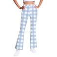 thumbnail image 1 of AHTJRT Girls Flare Pants Casual Plaid Lounge Running Yoga Trousers Elastic Highwaist Leggings Stretchy Warm Fleece Lined Pants Light Blue 13-14 Years, 1 of 6