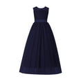 thumbnail image 1 of AHTJRT Girls Flower Dress Sleeveless a Line Birthday Party Ball Gowns Wedding Pageant Maxi Dresses Kids Formal Tulle Full Length Dress Navy 2-3 Years, 1 of 5