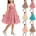 thumbnail image 1 of AHTJRT Girls Layered Tulle Tutu Dress Birthday Party Tutu Princess Skirts Ruffle Sleevelss Summer Babydoll Dresses Blue 5-6 Years, 1 of 7