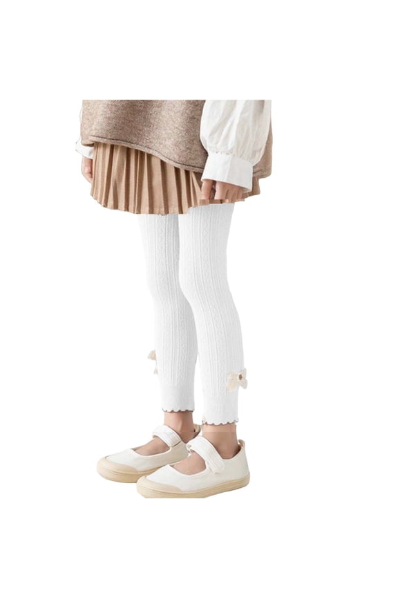 Girls Leggings Stretchy Footless Lace Pants Lightweight Breathable Daily Bottoms Warm Fall Spring Outdoor Leggings White 3-5 Years