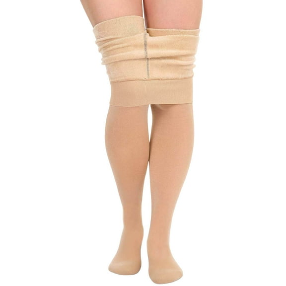 AHTJRT Girls Pantyhose Stretchy Warm Plush Underwear Bottoms Tummy Control Support Stockings Workout Yoga Leggings Beige 6-10 Years