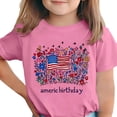 thumbnail image 1 of AHTJRT Girls Patriotic Shirts American Birthday Tee Tops Summer 4th of July Short Sleeve Tee Shirts Pink 10-11 Years, 1 of 6