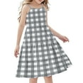 thumbnail image 1 of AHTJRT Girls Plaid Dress Lightweight Boho Beach Sundress Breathable Spaghetti Straps Dresses Travel Vacation Maxi Dress Gray 9 Years, 1 of 7
