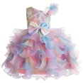 thumbnail image 1 of AHTJRT Girls Rainbow Tutu Dress Ruffled Flowy Pageant Party Dress Kids Wedding Ball Gowns Sequined Formal Princess Dress Hot Pink 7-8 Years, 1 of 8