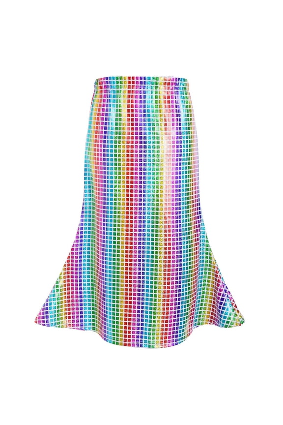 Girls Sequin Dress Hologram Shiny Metallic Mermaid Dresses Maxi Skirt Party Birthday Pageant Costume Multicolor 2-3 Years