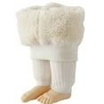 thumbnail image 1 of AHTJRT Girls Sherpa Fleece Lined Leggings Kids Stretchy Cold Weather Velvet Pants Winter Thermal Outdoor Striped Knit Trousers White 4-6 Years, 1 of 5
