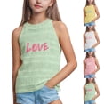 thumbnail image 1 of AHTJRT Girls Tank Top Stretchy Crochet Eyelet Sweater Vests Halter Neck Tops Resort Cruise Cover Ups 2026 Spring Summer Beach Vacation Clothes Pink 7-8 Years, 1 of 5
