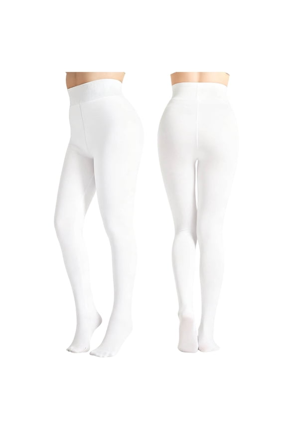 Girls Thermal Leggings Tummy Control Butt Lift Opaque Winter Fleece Pantyhose Stretchy Workout Running Yoga Pants White 6-10 Years
