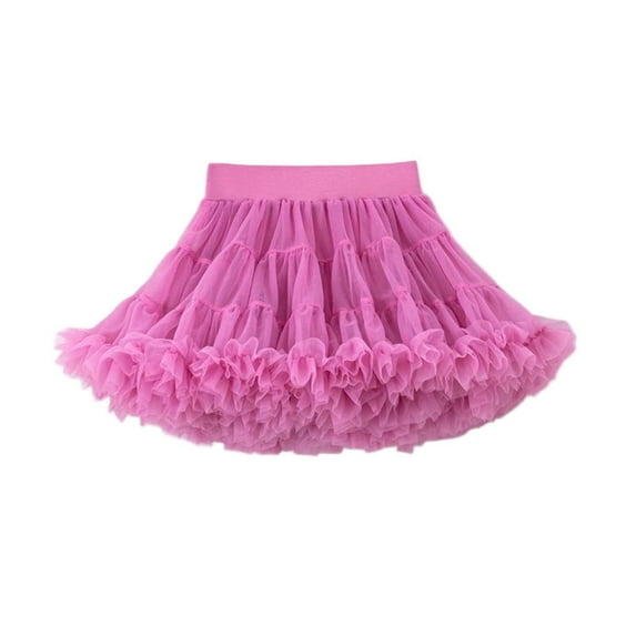 AHTJRT Girls Tutu Skirt Elastic Waist Fluffy Soft Layered Tulle Ruffle Skirt Dance Ballet Wedding Birthday Party Outfit Princess Pettiskirt Hot Pink#02 0-2 Years