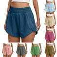 thumbnail image 1 of AHTJRT Gym Shorts for Women Elastic High Waisted Dolphin Shorts with Zipper Pockets Casual Summer Workout Running Jogging Yoga Shorts Blue#01 M, 1 of 8