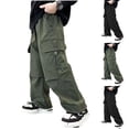 thumbnail image 1 of AHTJRT Hiking Cargo Pants for Boys Wide Straight Leg Sweatpants with Multiple Pockets Casual Outdoor Workout Running Track Pants for Spring Summer Green 5-6 Years, 1 of 6