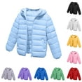 thumbnail image 1 of AHTJRT Hooded Jackets for Kids Girls Boys Solid Color Full Zip Pockets Puffer Shacket Fall Winter Spring Long Sleeve Windproof Puffy Coats Green 5-6 Years, 1 of 9