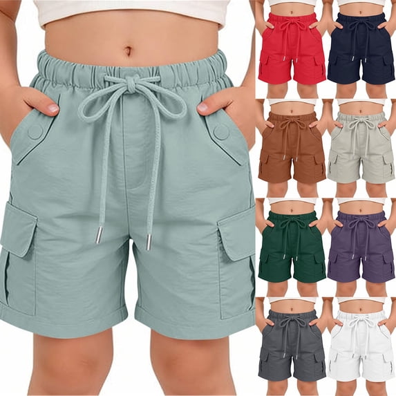 AHTJRT Kids Hiking Cargo Shorts with Adjustable Drawstring Waist ...