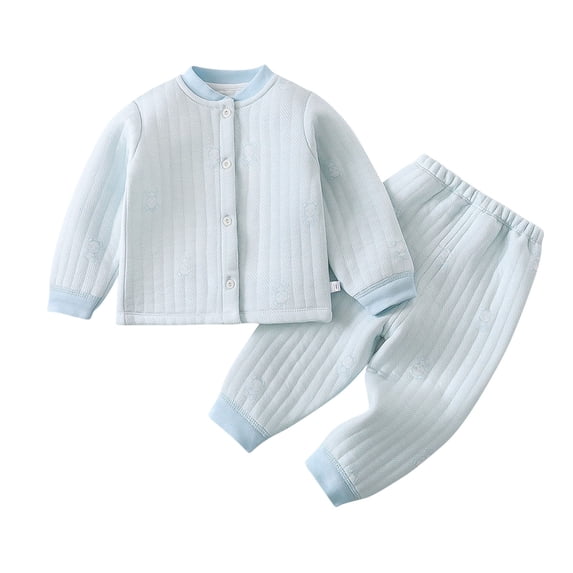 AHTJRT Kids Ribbed Knit Two Piece Sets Long Sleeve Button-Down Tee ...