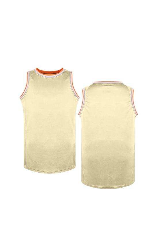 Kids Sleevelss Tank Top Girls Boys Youth Team Gaming Basketball Jersey Crewneck Undershirts Stretch Quick-Dry Sportswear Tops Beige 4-5 Years