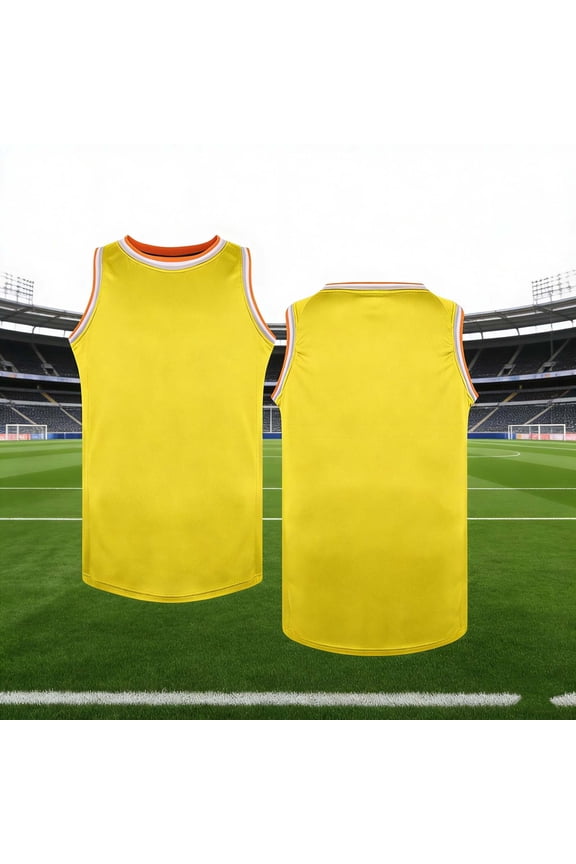 Kids Sleevelss Tank Top Girls Boys Youth Team Gaming Basketball Jersey Crewneck Undershirts Stretch Quick-Dry Sportswear Tops Yellow 4-5 Years