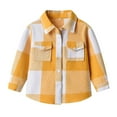 thumbnail image 1 of AHTJRT Kids Unisex Button Down Shirts Lapel Soft Cotton Lined Shirts with Flap Pockets Fashion Plaid Long Sleeve Tee Tops Yellow#02 1-2 Years, 1 of 8
