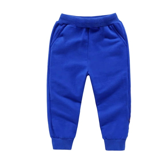 AHTJRT Kids Unisex Fleece Pants Thermal Fall Winter Insulated Trousers with Pockets Stretchy Elastic Waist Tapered Pants Blue 3-4 Years
