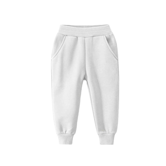 AHTJRT Kids Unisex Fleece Pants Thermal Fall Winter Insulated Trousers with Pockets Stretchy Elastic Waist Tapered Pants White 2-3 Years
