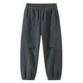 thumbnail image 1 of AHTJRT Kids Unisex Plain Sweatpants Casual Cotton Elastic Waist Trousers with Pockets Boys Girls Tapered Jogger Pants Dark Gray 6-7 Years, 1 of 3