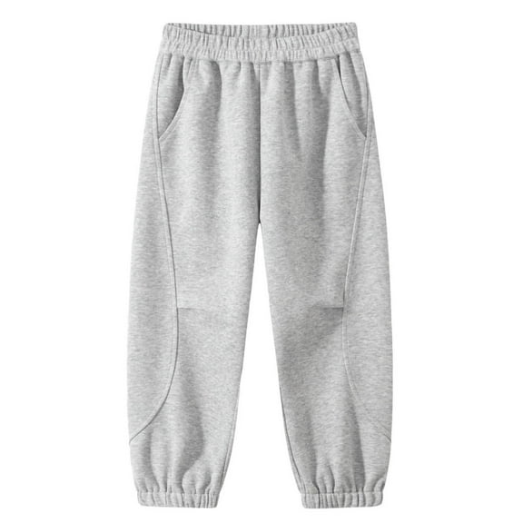 AHTJRT Kids Unisex Plain Sweatpants Casual Cotton Elastic Waist Trousers with Pockets Boys Girls Tapered Jogger Pants Gray 10-11 Years