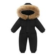 thumbnail image 1 of AHTJRT Kids Unisex Snowsuit One Piece Winter Thermal Windproof Long Sleeves Ski Jumpuits Warm Heavyweight Button Down Onesie Black 3-4 Years, 1 of 4