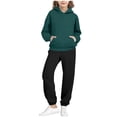 thumbnail image 1 of AHTJRT Kids Unisex Sweat Suits Solid Hoodie Sweatshirt Joggers Pants Outfit Two Pieces Casual Workout Running Gym Sets Green 11-12 Years, 1 of 5