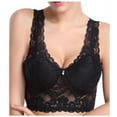 thumbnail image 1 of AHTJRT Lace Bralettes for Women Strappy Basic Cami Everyday Lingerie Wirefree Seamless Full Coverage Bras Racerback Camisole Tops Black XXXL, 1 of 3