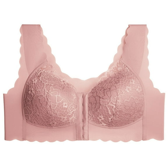 AHTJRT Lace Bras for Women Demi Sheer Mesh Balconette See Through Bras Plus Size Full Coverage Wireless Supportive Bras Pink XXXXL
