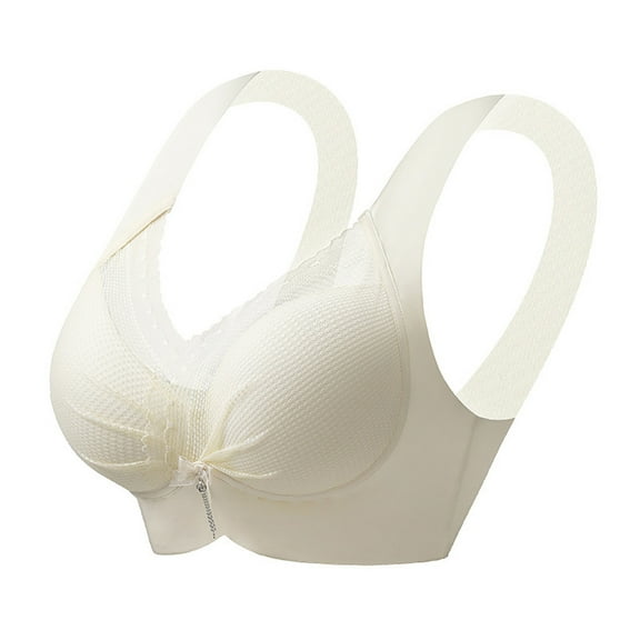 AHTJRT Lace Bras for Women Sheer See Through Brassiere Full Coverage Lifting Wirefree Bralettes Support Seamless Plunge Bras Beige XXL