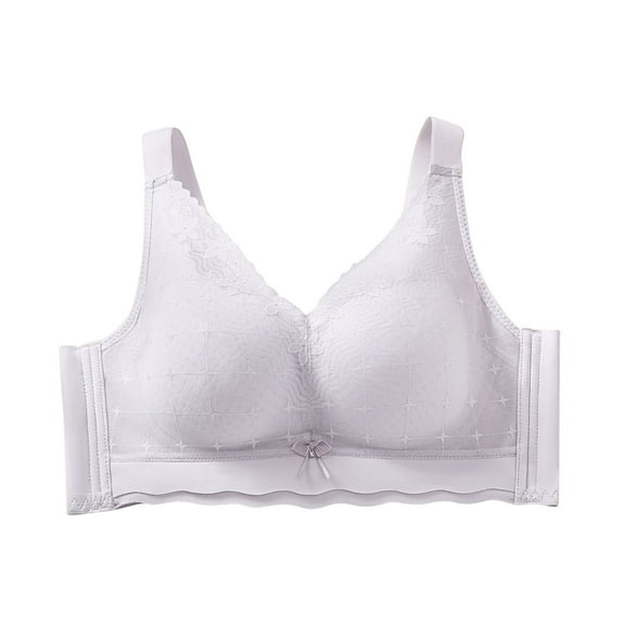 AHTJRT Lace Wireless Bras for Women Breathable Comfy Soft Full Coverage Bralettes Deep V No Underwire Tshirt Sleepwear Bra Purple 40