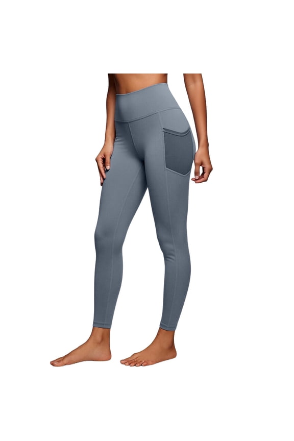 Leggings with Pockets for Women Squat Proof Stretchable Skinny Full Length Pants High Waist Tummy Control Workout Yoga Pants Navy S