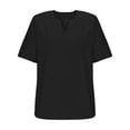 thumbnail image 1 of AHTJRT Linen Men's Casual Short Sleeve V Neck T Shirt Soft Relaxed Fit Blouse Black 2XL, 1 of 5
