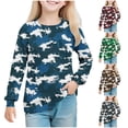 thumbnail image 1 of AHTJRT Long Sleeve Shirts for Kids Girls Boys Fashion Camouflage Crewneck Tee Tops Casual Fall Spring Outdoor Streetwear Sweatshirts Green#02 5-6 Years, 1 of 9