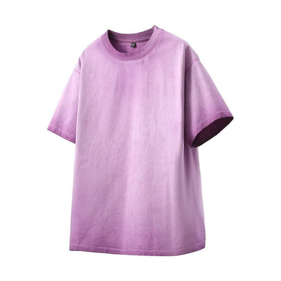 AHTJRT MENS Vintage Oversized Acid Wash Cotton T-Shirt Baggy Loose Streetwear Unisex Tees Purple S