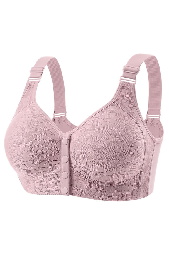 Mastectomy Bra for Women Front Button V Neck Full Coverage Seamless Bralette Comfort Post-Surgery Breastfeeding Bra Gray 46