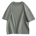 thumbnail image 1 of AHTJRT Men's Basic Loose Fit Baggy Oversized Cotton Tshirt Tops Beige L, 1 of 7