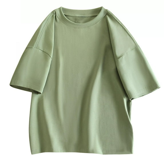 AHTJRT Men's Basic Loose Fit Baggy Oversized Cotton Tshirt Tops Green XL