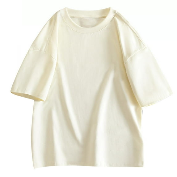 AHTJRT Men's Basic Loose Fit Baggy Oversized Cotton Tshirt Tops White L