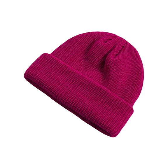 AHTJRT Men's Beanie Cap Knitted Solid Color Winter Warm Snow Ski Watch Cap Fisherman Trawler Hats Outdoor Activity Cuffed Skullcaps Hot Pink Free Size