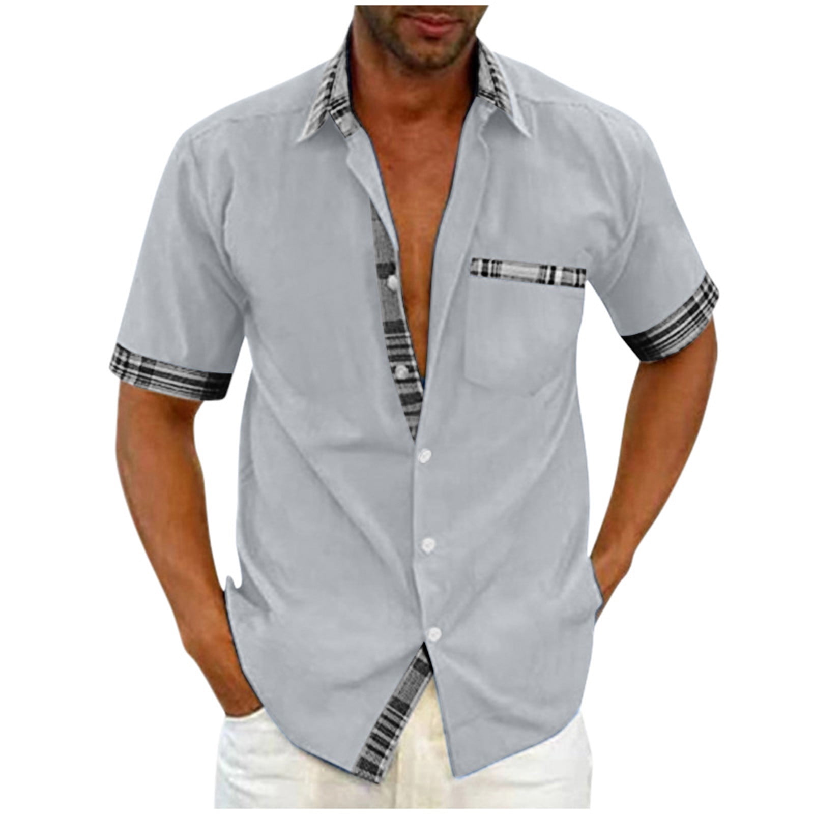 Men's Full Size Button Detail Short Sleeve Top Plus Size