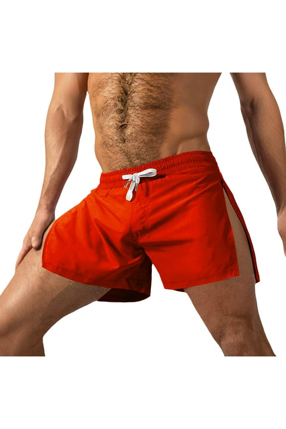 Men's Breakaway Recovery Shorts High-Split Leg with Side Zipper for Post-Operative Comfort Red 2XL